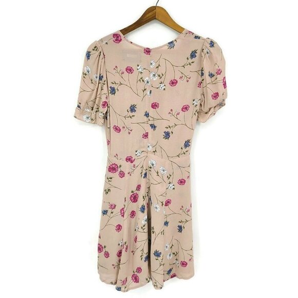 Reformation Sue Dress Womens 2 Blush Pink Floral Mini Fit Flare V Neck Eden - Picture 3 of 6